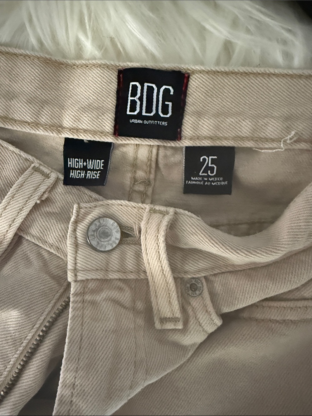 BDG Beige High-Rise Wide Leg Jeans